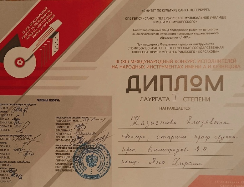II Всероссийский конкурс исполнителей на народных инструментах